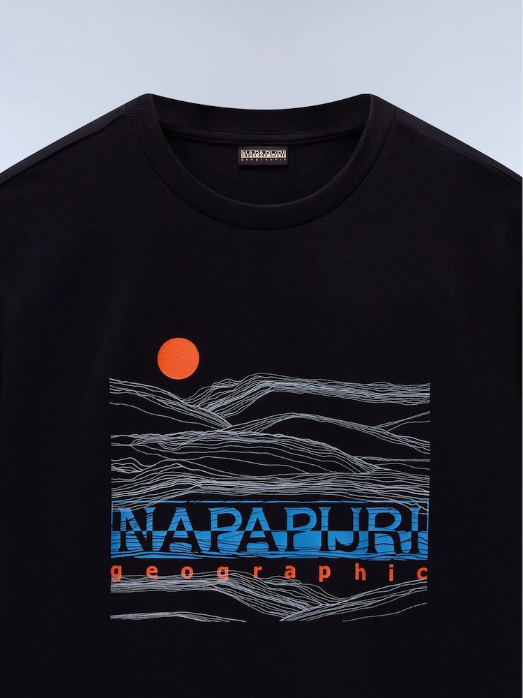 Camiseta preta de manga curta Napapijri Buti 100% algodão - Imagem 6 de 6