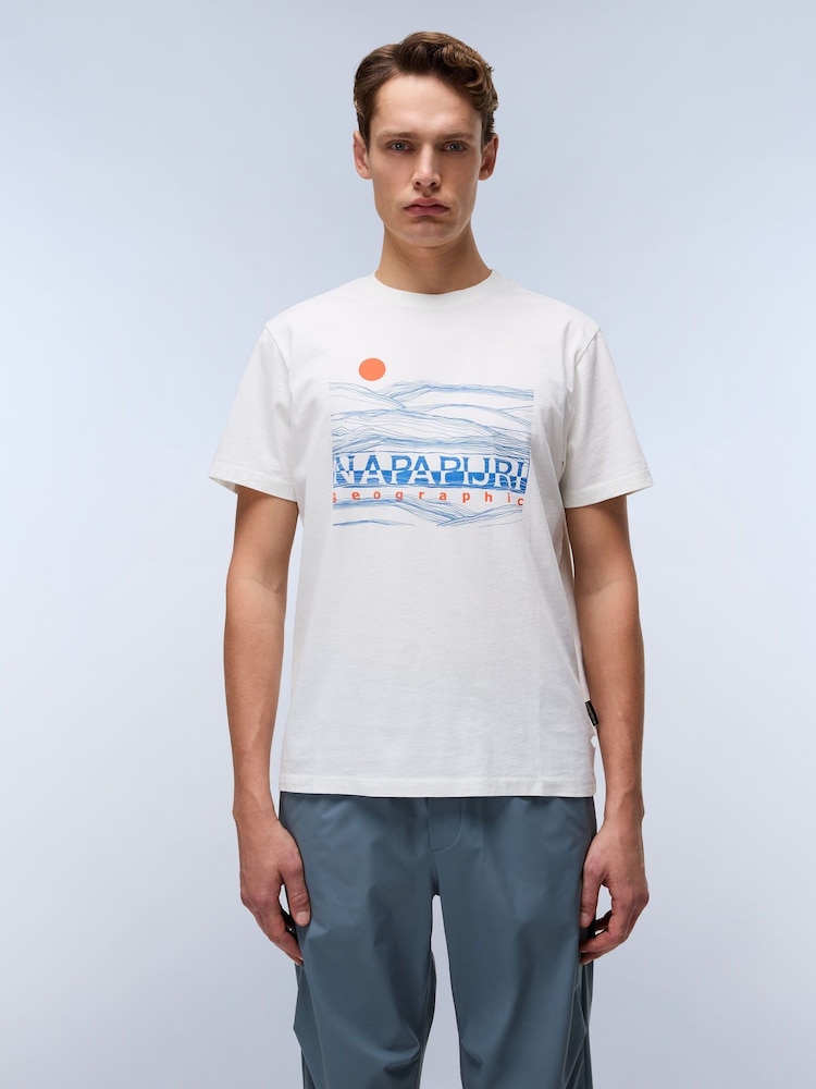 Napapijri Buti Short Sleeve 100% Cotton White T-Shirt - Image 1 of 6