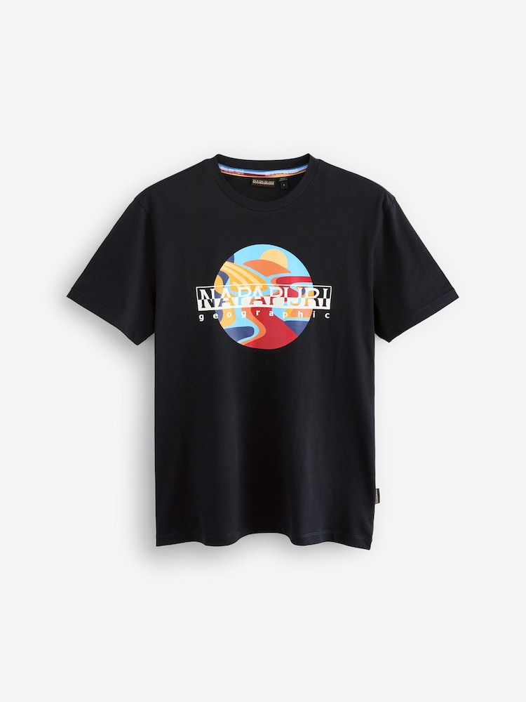 Napapijri Valdor Short Sleeve 100% Cotton Black T-Shirt - Image 1 of 1