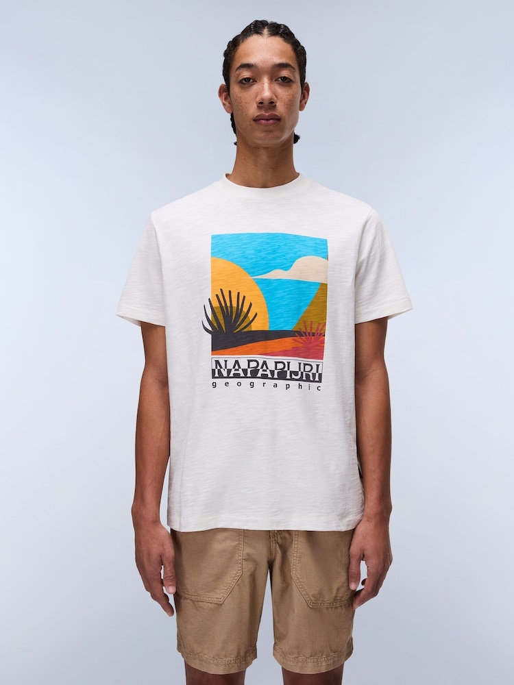 Napapijri Arbia Short Sleeve 100% Cotton White T-Shirt - Image 1 of 5