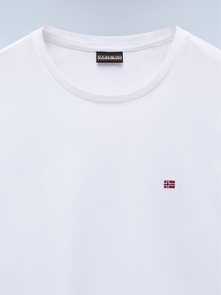 Napapijri 100% Cotton Salis Short Sleeve White T-Shirt - Image 6 of 6
