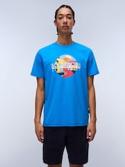 Napapijri Blue Valdor Short Sleeves 100% Cotton T-Shirt - Image 1 of 5