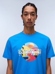 Napapijri Blue Valdor Short Sleeves 100% Cotton T-Shirt - Image 3 of 5
