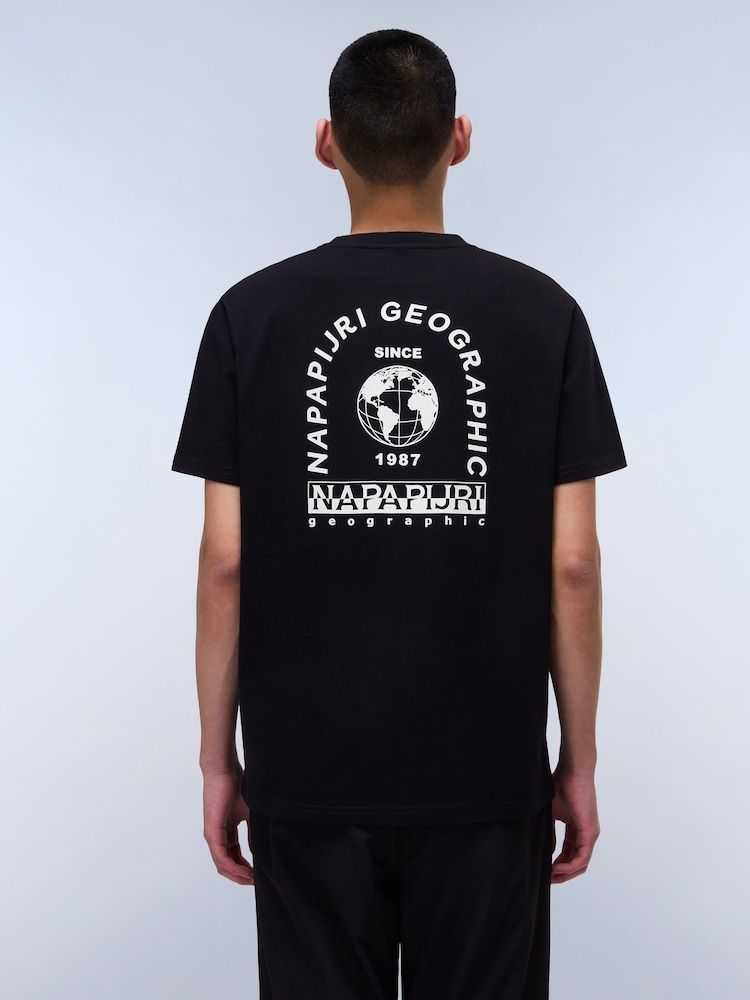 Napapijri Dati Short Sleeve 100% Cotton Black T-Shirt - Image 2 of 7
