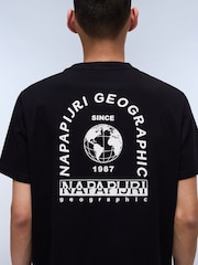 Napapijri Dati Short Sleeve 100% Cotton Black T-Shirt - Image 4 of 7