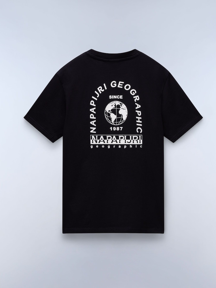 Napapijri Dati Short Sleeve 100% Cotton Black T-Shirt - Image 6 of 7