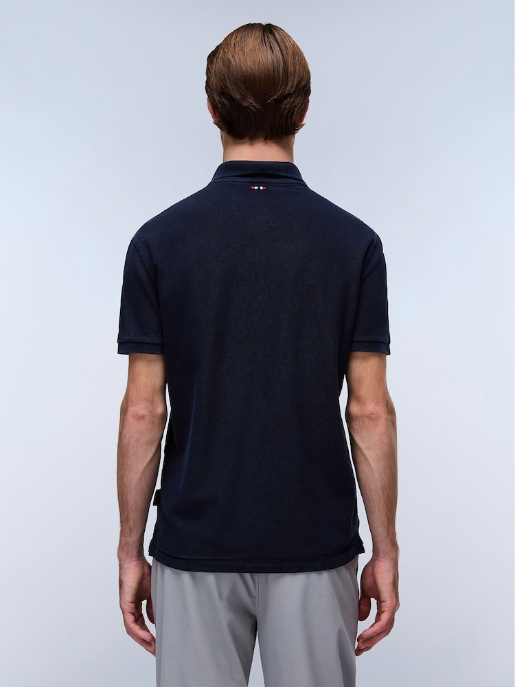 Napapijri Blue 100% Cotton Elbas Short Sleeve Polo Shirt - Image 2 of 6 Napapijri Blue 100% Cotton Elbas Short Sleeve Polo Shirt - Image 2 of 6