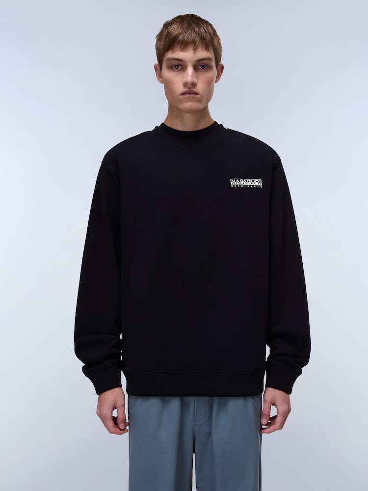 Napapijri Sovana Crew Neck 100% Cotton Black Sweatshirt - Image 1 of 6