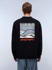 Napapijri Sovana Crew Neck 100% Cotton Black Sweatshirt - Image 2 of 6