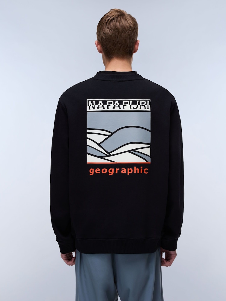 Napapijri Sovana Crew Neck 100% Cotton Black Sweatshirt - Image 2 of 6