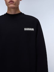 Napapijri Sovana Crew Neck 100% Cotton Black Sweatshirt - Image 3 of 6