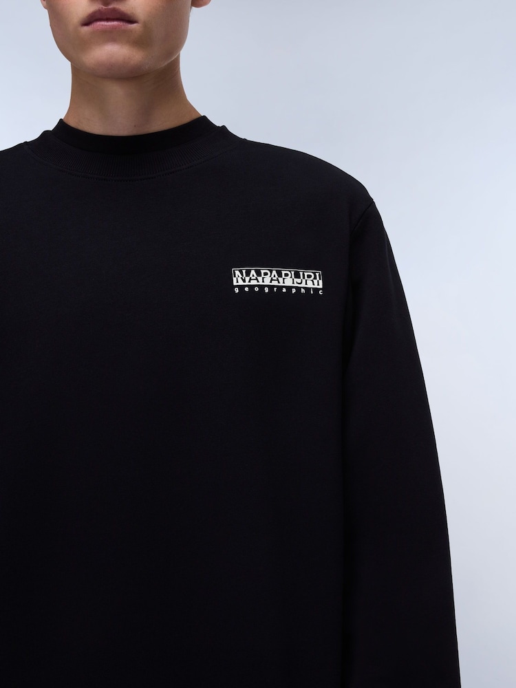 Napapijri Sovana Crew Neck 100% Cotton Black Sweatshirt - Image 3 of 6
