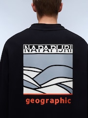 Napapijri Sovana Crew Neck 100% Cotton Black Sweatshirt - Image 4 of 6