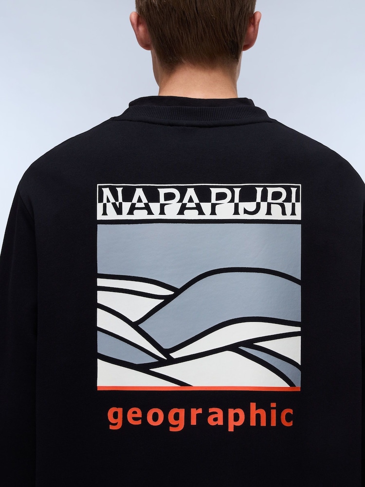 Napapijri Sovana Crew Neck 100% Cotton Black Sweatshirt - Image 4 of 6