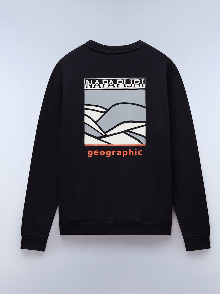 Napapijri Sovana Crew Neck 100% Cotton Black Sweatshirt - Image 6 of 6