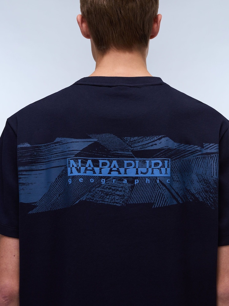 Napapijri Blue Vanni Short Sleeves 100% Cotton T-Shirt - Image 4 of 6