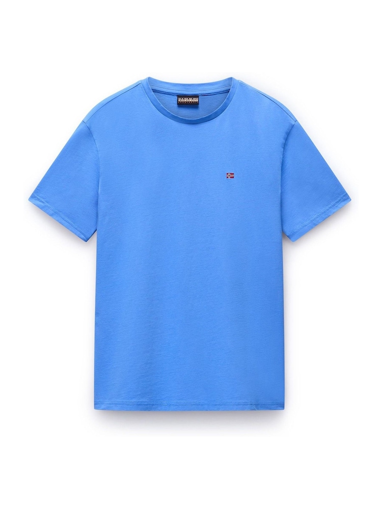 Napapijri Blue 100% Cotton Salis Short Sleeve T-Shirt - Image 1 of 3 Napapijri Blue 100% Cotton Salis Short Sleeve T-Shirt - Image 1 of 3