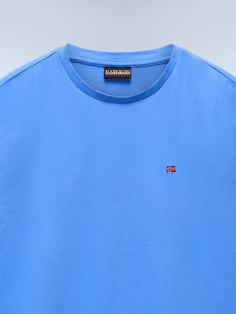 Napapijri Blue 100% Cotton Salis Short Sleeve T-Shirt - Image 3 of 3 Napapijri Blue 100% Cotton Salis Short Sleeve T-Shirt - Image 3 of 3