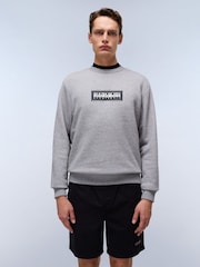 Napapijri Grey Box Logo Crew Neck Sweatshirt - Image 1 of 5