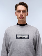 Napapijri Grey Box Logo Crew Neck Sweatshirt - Image 3 of 5