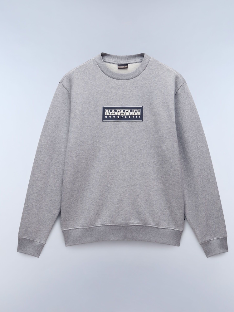 Napapijri Grey Box Logo Crew Neck Sweatshirt - Image 4 of 5