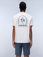Napapijri Dati Short Sleeve 100% Cotton White T-Shirt - Image 2 of 6