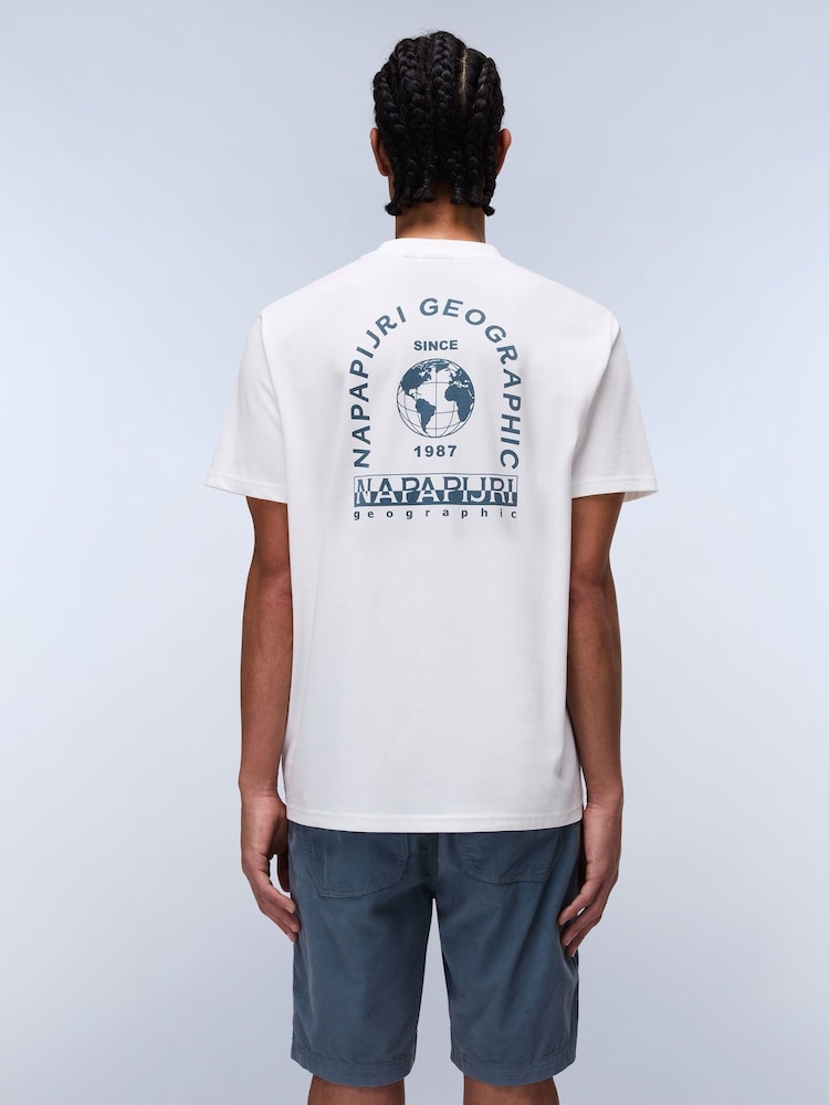Napapijri Dati Short Sleeve 100% Cotton White T-Shirt - Image 2 of 6