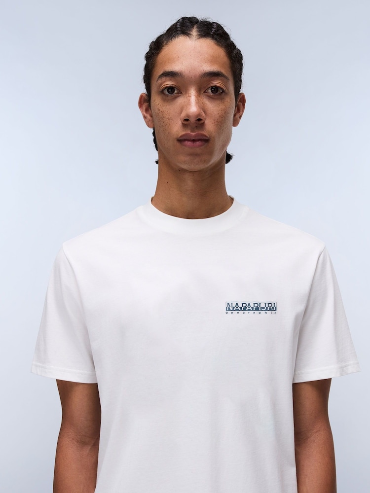Napapijri Dati Short Sleeve 100% Cotton White T-Shirt - Image 3 of 6