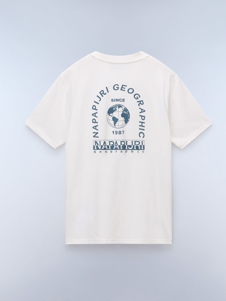 Napapijri Dati Short Sleeve 100% Cotton White T-Shirt - Image 5 of 6