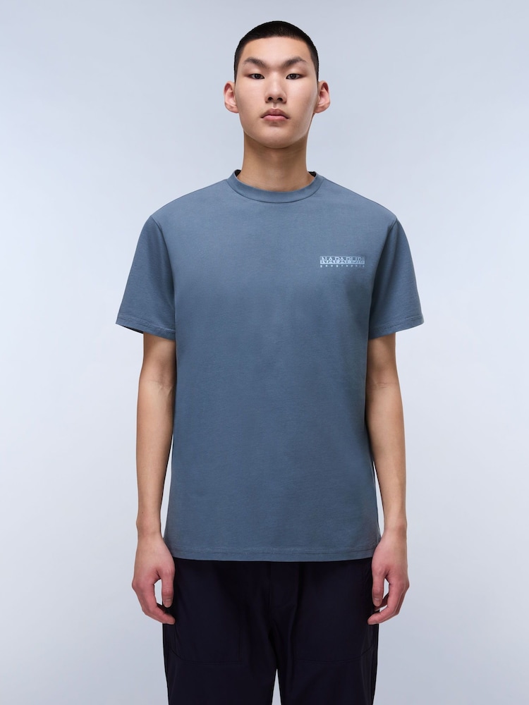 Napapijri Grey Dati Short Sleeve 100% Cotton T-Shirt - Image 1 of 7