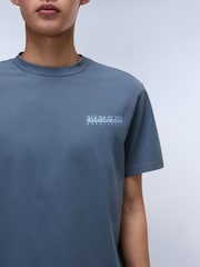 Napapijri Grey Dati Short Sleeve 100% Cotton T-Shirt - Image 3 of 7