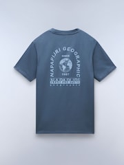 Napapijri Grey Dati Short Sleeve 100% Cotton T-Shirt - Image 6 of 7