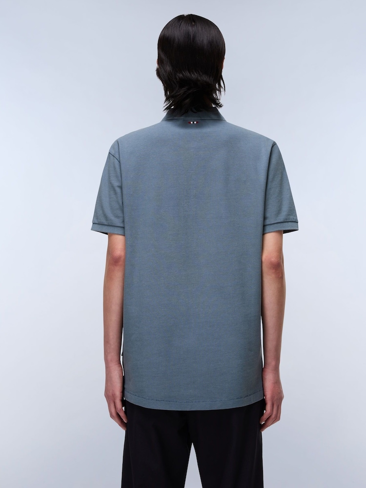 Napapijri Blue Elbas Short Sleeve 100% Cotton Polo Shirt - Image 2 of 6