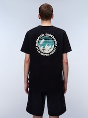 Napapijri Vignoni Back Printed Short Sleeve 100% Cotton Black T-Shirt - Image 2 of 6