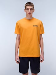 Napapijri Orange Vignoni Back Printed Short Sleeve 100% Cotton T-Shirt - Image 1 of 7