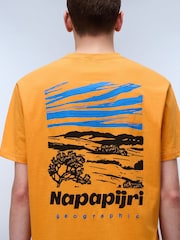 Napapijri Orange Vignoni Back Printed Short Sleeve 100% Cotton T-Shirt - Image 3 of 7