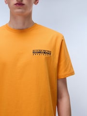 Napapijri Orange Vignoni Back Printed Short Sleeve 100% Cotton T-Shirt - Image 4 of 7