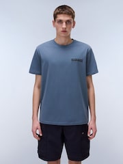 Napapijri Blue Vignoni Back Printed Short Sleeve 100% Cotton T-Shirt - Image 1 of 7