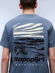 Napapijri Blue Vignoni Back Printed Short Sleeve 100% Cotton T-Shirt - Image 4 of 7