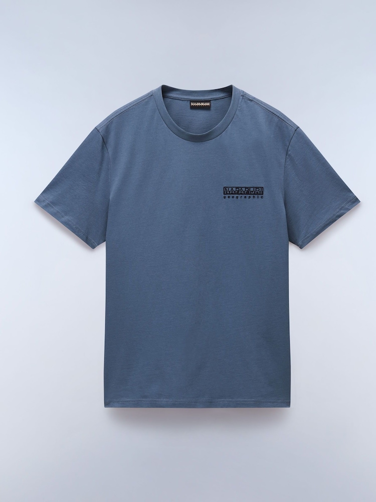Napapijri Blue Vignoni Back Printed Short Sleeve 100% Cotton T-Shirt - Image 5 of 7