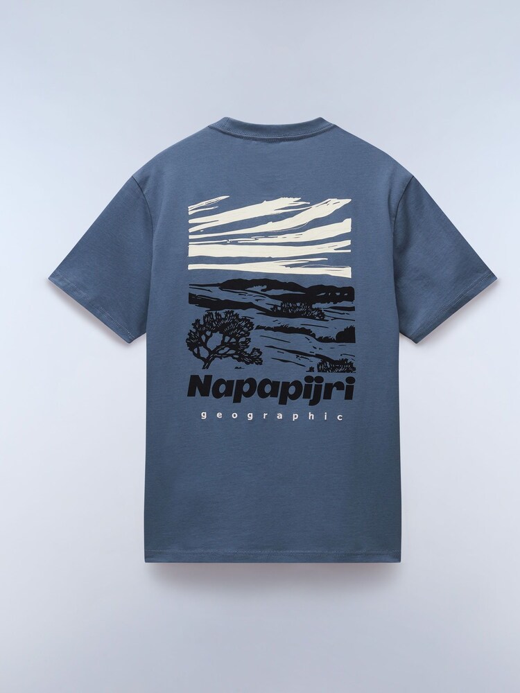 Napapijri Blue Vignoni Back Printed Short Sleeve 100% Cotton T-Shirt - Image 6 of 7