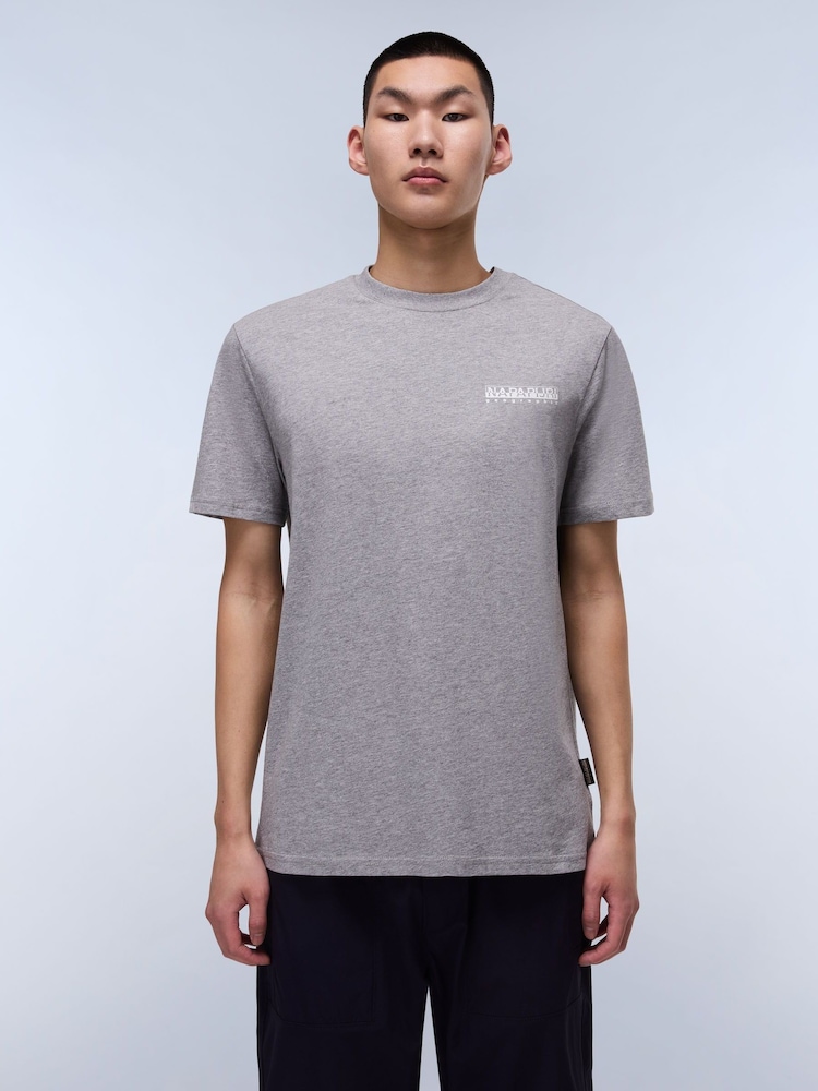 Napapijri Grey Dati Short Sleeve 100% Cotton T-Shirt - Image 1 of 7