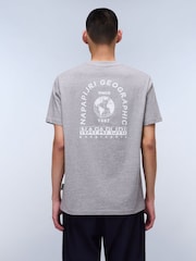 Napapijri Grey Dati Short Sleeve 100% Cotton T-Shirt - Image 2 of 7