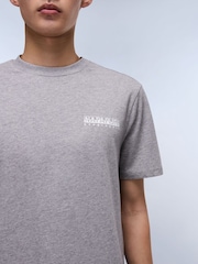 Napapijri Grey Dati Short Sleeve 100% Cotton T-Shirt - Image 3 of 7