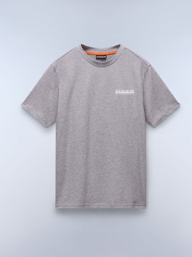 Napapijri Grey Dati Short Sleeve 100% Cotton T-Shirt - Image 5 of 7