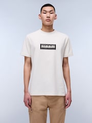 Napapijri Box Logo Short Sleeve 100% Cotton White T-Shirt - صورة 1 من 6