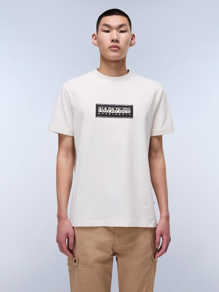 Napapijri Box Logo Short Sleeve 100% Cotton White T-Shirt - صورة 1 من 6