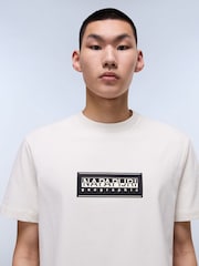 Napapijri Box Logo Short Sleeve 100% Cotton White T-Shirt - صورة 3 من 6