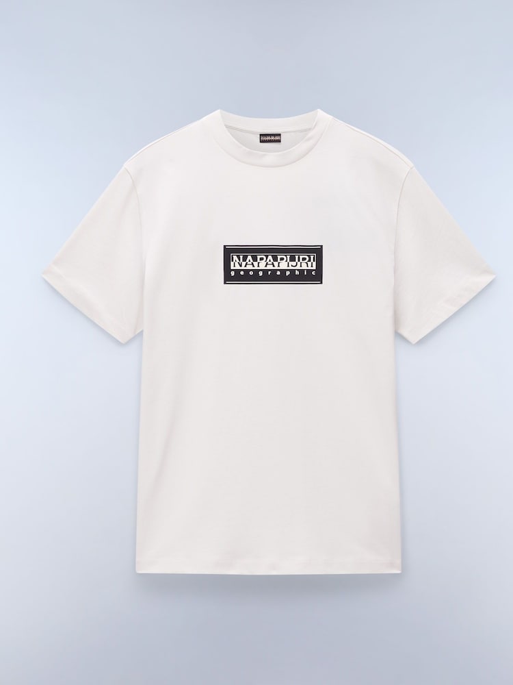Napapijri Box Logo Short Sleeve 100% Cotton White T-Shirt - Image 4 of 6