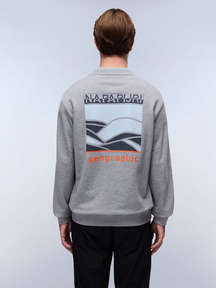 Napapijri Grey Sovana Crew Neck 100% Cotton Sweatshirt - Image 2 of 6